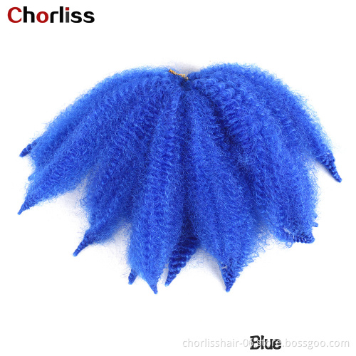 Hot Sale Wholesale 8inch Soft Cuban Twist Braiding Hair Afro Kinky Marley Braids Synthetic Crochet Braid Hair For Black Woman